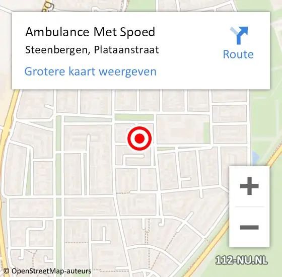 Locatie op kaart van de 112 melding: Ambulance Met Spoed Naar Steenbergen, Plataanstraat op 16 april 2016 23:56