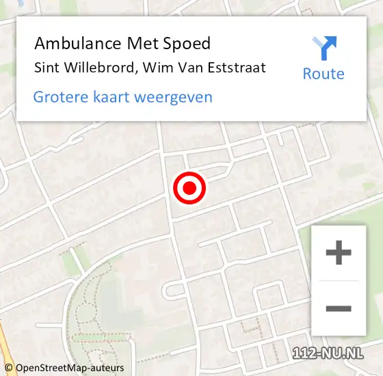 Locatie op kaart van de 112 melding: Ambulance Met Spoed Naar Sint Willebrord, Wim Van Eststraat op 17 april 2016 00:44