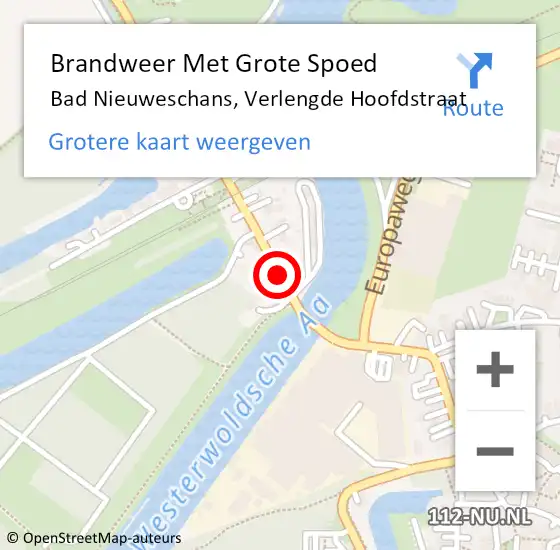 Locatie op kaart van de 112 melding: Brandweer Met Grote Spoed Naar Bad Nieuweschans, Verlengde Hoofdstraat op 17 april 2016 01:27