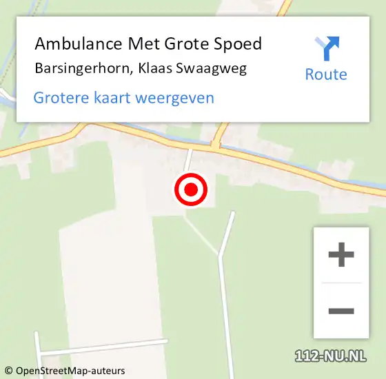 Locatie op kaart van de 112 melding: Ambulance Met Grote Spoed Naar Barsingerhorn, Klaas Swaagweg op 17 april 2016 01:52