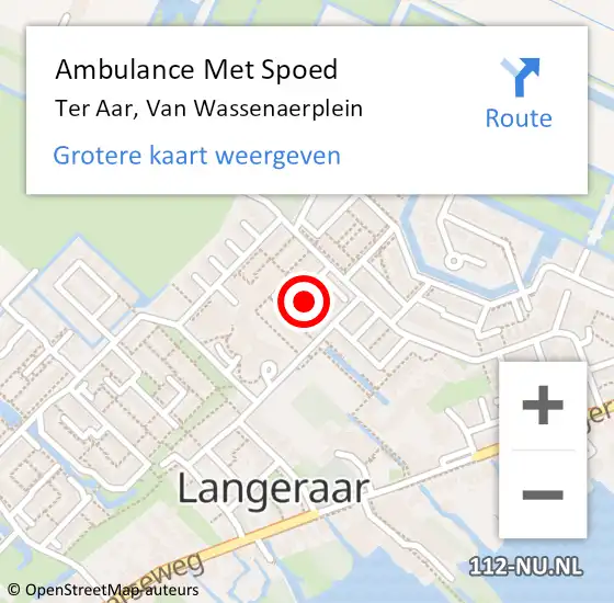 Locatie op kaart van de 112 melding: Ambulance Met Spoed Naar Ter Aar, Van Wassenaerplein op 17 april 2016 02:34