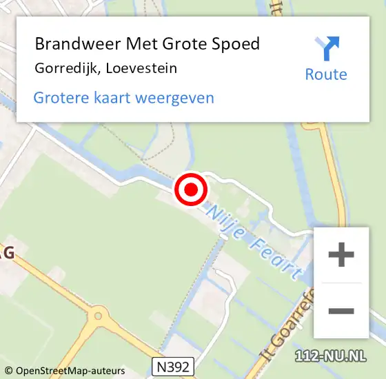 Locatie op kaart van de 112 melding: Brandweer Met Grote Spoed Naar Gorredijk, Loevestein op 15 september 2013 20:28