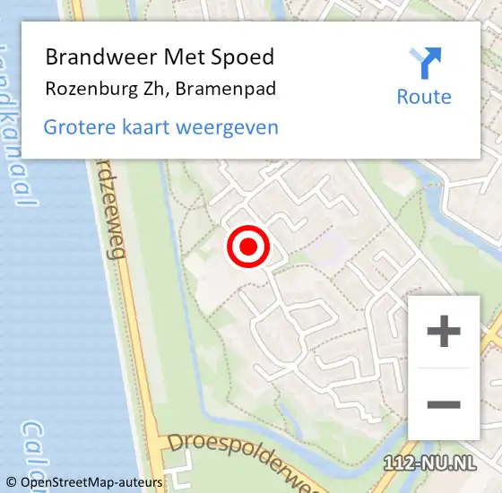 Locatie op kaart van de 112 melding: Brandweer Met Spoed Naar Rozenburg Zh, Bramenpad op 17 april 2016 07:13