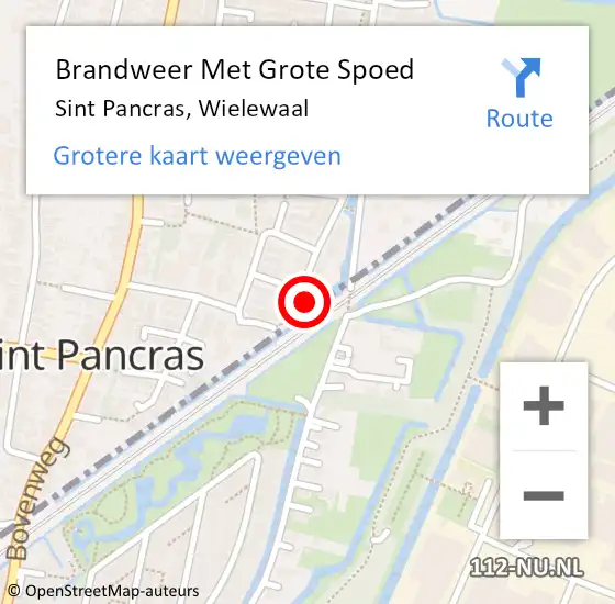 Locatie op kaart van de 112 melding: Brandweer Met Grote Spoed Naar Sint Pancras, Wielewaal op 17 april 2016 07:41