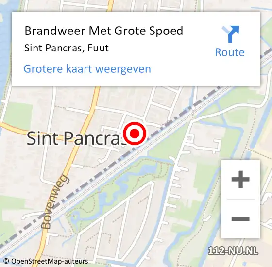 Locatie op kaart van de 112 melding: Brandweer Met Grote Spoed Naar Sint Pancras, Fuut op 17 april 2016 07:54