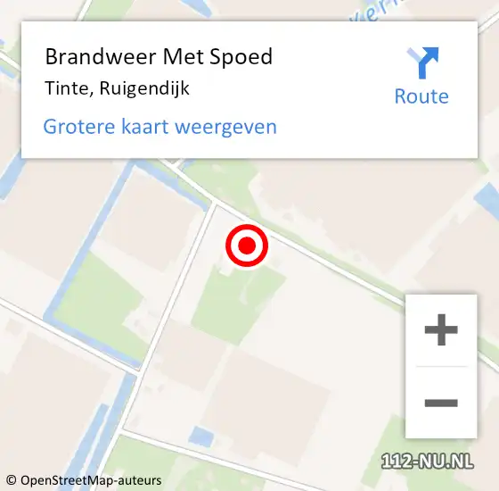 Locatie op kaart van de 112 melding: Brandweer Met Spoed Naar Tinte, Ruigendijk op 12 december 2013 08:53