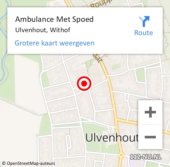 Locatie op kaart van de 112 melding: Ambulance Met Spoed Naar Ulvenhout, Withof op 17 april 2016 09:03