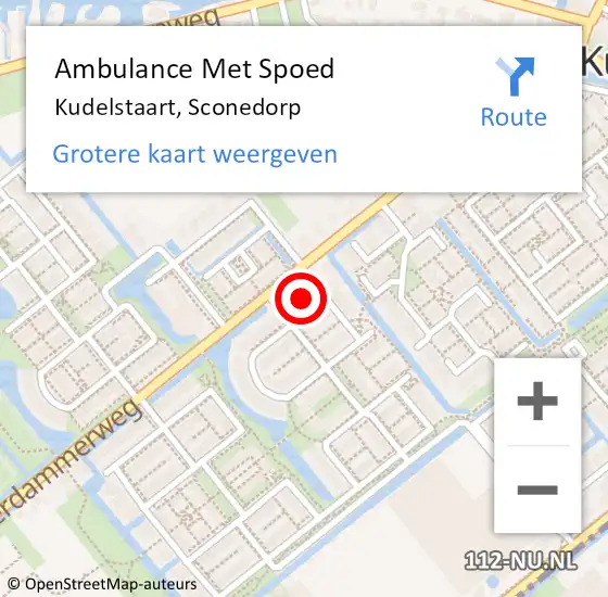 Locatie op kaart van de 112 melding: Ambulance Met Spoed Naar Kudelstaart, Sconedorp op 17 april 2016 09:57