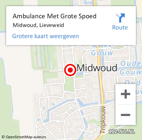 Locatie op kaart van de 112 melding: Ambulance Met Grote Spoed Naar Midwoud, Lieveweid op 17 april 2016 10:10