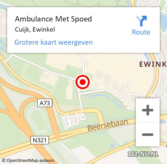 Locatie op kaart van de 112 melding: Ambulance Met Spoed Naar Cuijk, Ewinkel op 17 april 2016 10:18