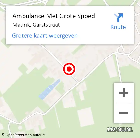 Locatie op kaart van de 112 melding: Ambulance Met Grote Spoed Naar Maurik, Garststraat op 17 april 2016 10:27