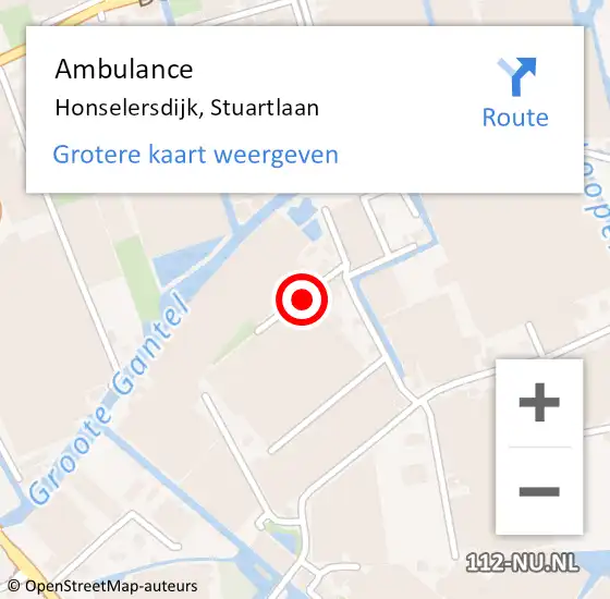 Locatie op kaart van de 112 melding: Ambulance Honselersdijk, Stuartlaan op 17 april 2016 13:28