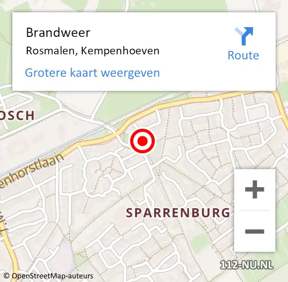 Locatie op kaart van de 112 melding: Brandweer Rosmalen, Kempenhoeven op 17 april 2016 13:57