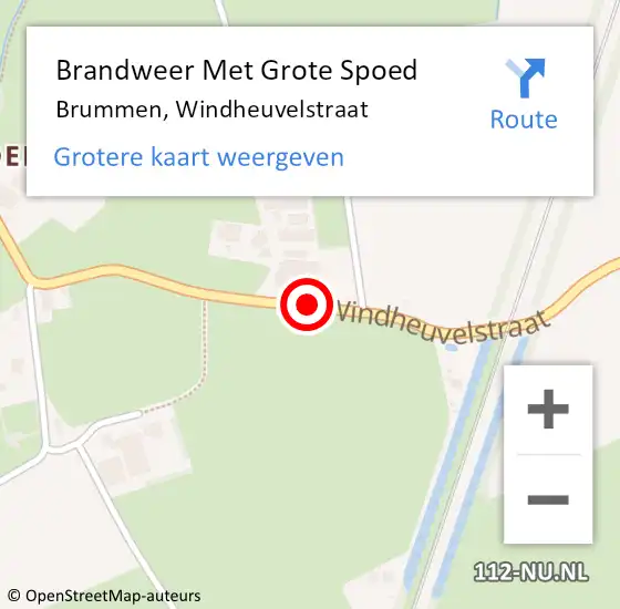 Locatie op kaart van de 112 melding: Brandweer Met Grote Spoed Naar Brummen, Windheuvelstraat op 17 april 2016 15:58