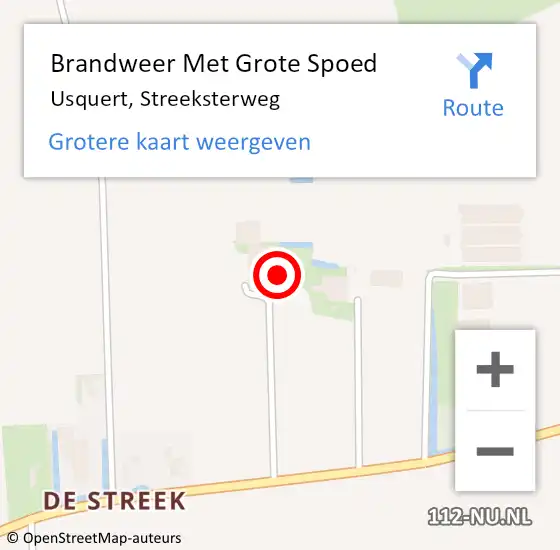 Locatie op kaart van de 112 melding: Brandweer Met Grote Spoed Naar Usquert, Streeksterweg op 17 april 2016 16:28