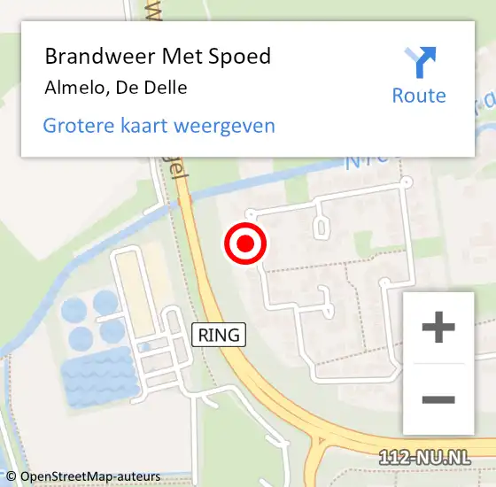 Locatie op kaart van de 112 melding: Brandweer Met Spoed Naar Almelo, De Delle op 17 april 2016 17:11