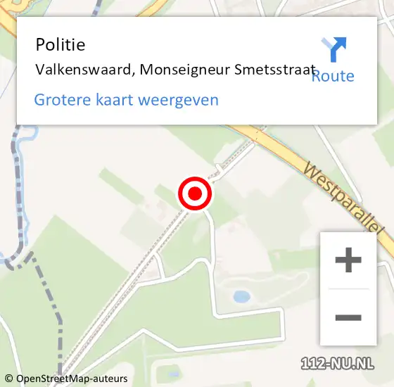 Locatie op kaart van de 112 melding: Politie Valkenswaard, Smetsstraat op 17 april 2016 17:54