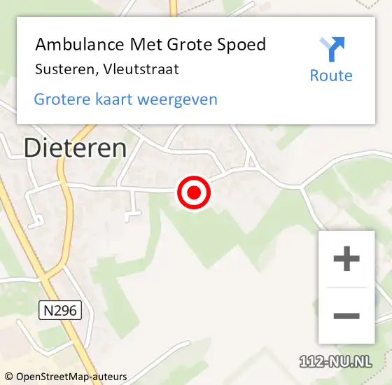 Locatie op kaart van de 112 melding: Ambulance Met Grote Spoed Naar Susteren, Vleutstraat op 17 april 2016 18:05