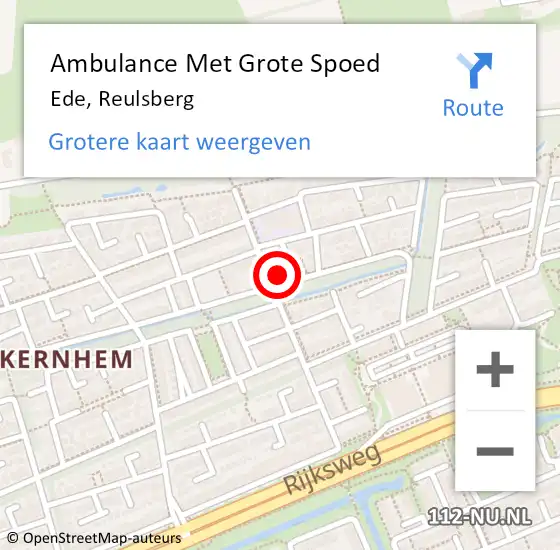 Locatie op kaart van de 112 melding: Ambulance Met Grote Spoed Naar Ede, Reulsberg op 17 april 2016 18:16