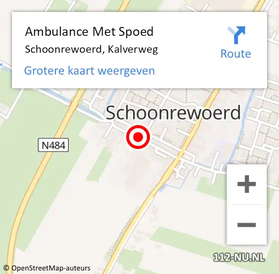 Locatie op kaart van de 112 melding: Ambulance Met Spoed Naar Schoonrewoerd, Kalverweg op 12 december 2013 09:31