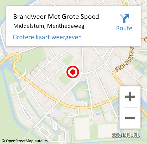 Locatie op kaart van de 112 melding: Brandweer Met Grote Spoed Naar Middelstum, Menthedaweg op 17 april 2016 18:44