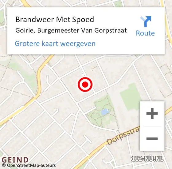 Locatie op kaart van de 112 melding: Brandweer Met Spoed Naar Goirle, Burgemeester Van Gorpstraat op 17 april 2016 18:58