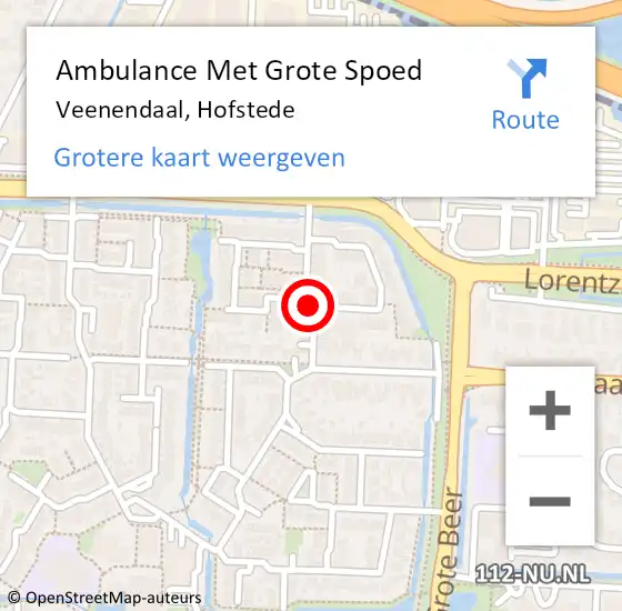 Locatie op kaart van de 112 melding: Ambulance Met Grote Spoed Naar Veenendaal, Hofstede op 17 april 2016 19:24