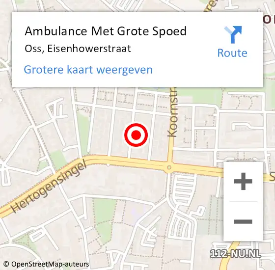 Locatie op kaart van de 112 melding: Ambulance Met Grote Spoed Naar Oss, Eisenhowerstraat op 17 april 2016 19:37