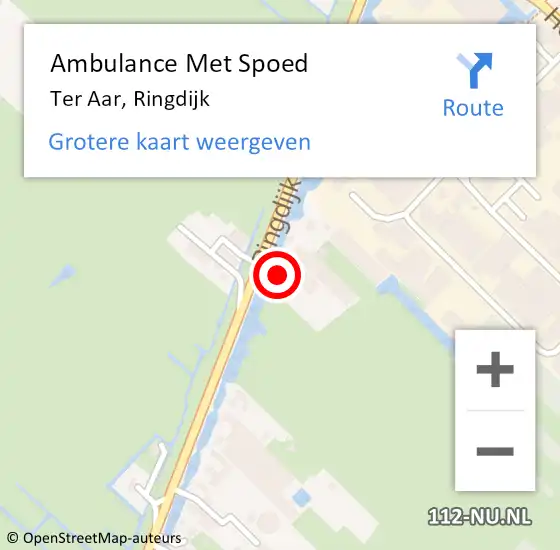 Locatie op kaart van de 112 melding: Ambulance Met Spoed Naar Ter Aar, Ringdijk op 17 april 2016 20:11