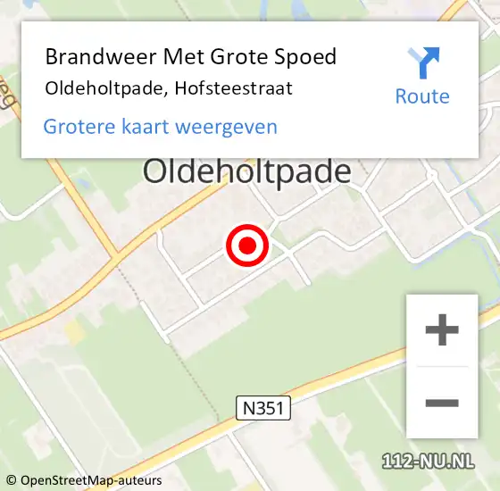 Locatie op kaart van de 112 melding: Brandweer Met Grote Spoed Naar Oldeholtpade, Hofsteestraat op 17 april 2016 20:16