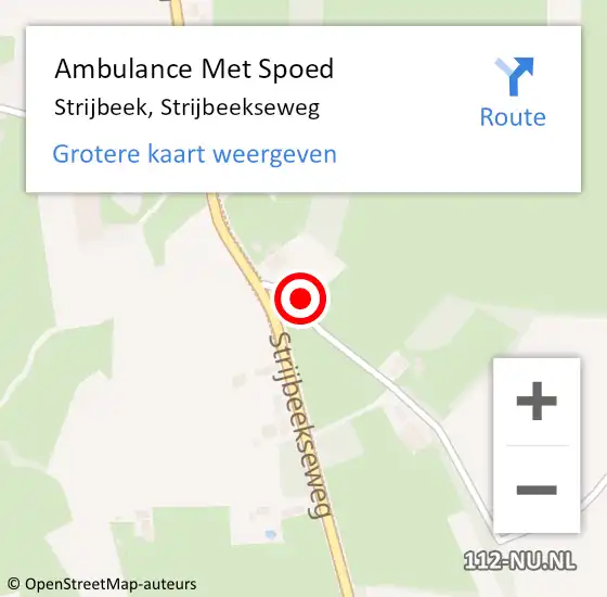 Locatie op kaart van de 112 melding: Ambulance Met Spoed Naar Strijbeek, Strijbeekseweg op 17 april 2016 20:37