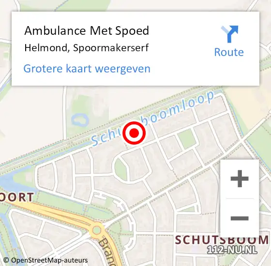 Locatie op kaart van de 112 melding: Ambulance Met Spoed Naar Helmond, Spoormakerserf op 17 april 2016 20:42