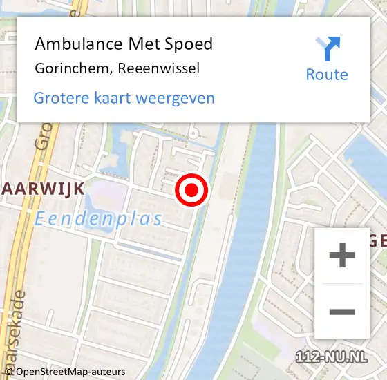 Locatie op kaart van de 112 melding: Ambulance Met Spoed Naar Gorinchem, Reeenwissel op 17 april 2016 21:10