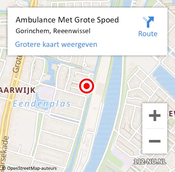 Locatie op kaart van de 112 melding: Ambulance Met Grote Spoed Naar Gorinchem, Reeenwissel op 17 april 2016 21:14