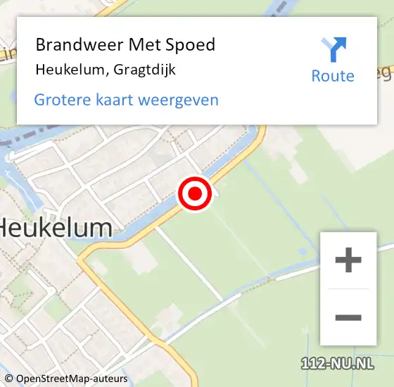 Locatie op kaart van de 112 melding: Brandweer Met Spoed Naar Heukelum, Gragtdijk op 17 april 2016 21:20