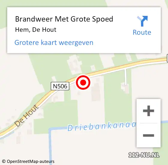 Locatie op kaart van de 112 melding: Brandweer Met Grote Spoed Naar Hem, De Hout op 17 april 2016 21:20