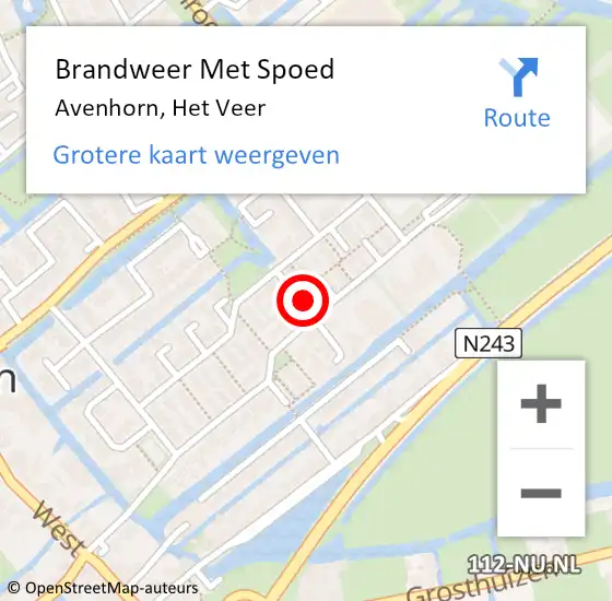 Locatie op kaart van de 112 melding: Brandweer Met Spoed Naar Avenhorn, Het Veer op 17 april 2016 21:34