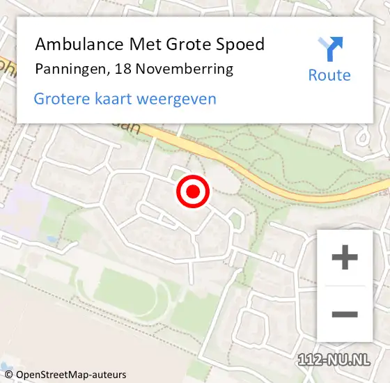 Locatie op kaart van de 112 melding: Ambulance Met Grote Spoed Naar Panningen, 18 Novemberring op 17 april 2016 22:18