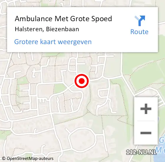 Locatie op kaart van de 112 melding: Ambulance Met Grote Spoed Naar Halsteren, Biezenbaan op 17 april 2016 23:50