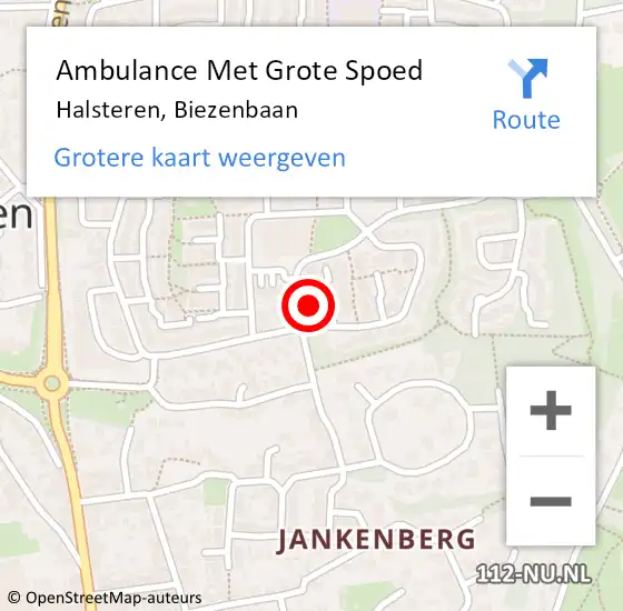 Locatie op kaart van de 112 melding: Ambulance Met Grote Spoed Naar Halsteren, Biezenbaan op 17 april 2016 23:50