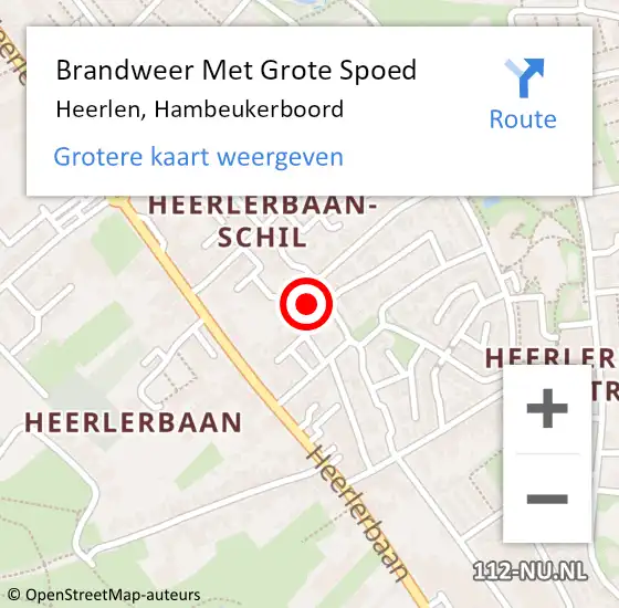 Locatie op kaart van de 112 melding: Brandweer Met Grote Spoed Naar Heerlen, Hambeukerboord op 18 april 2016 00:08