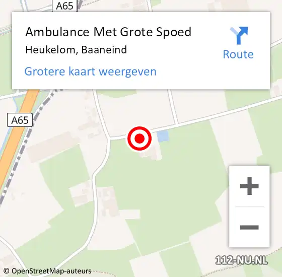 Locatie op kaart van de 112 melding: Ambulance Met Grote Spoed Naar Heukelom, Baaneind op 18 april 2016 00:57