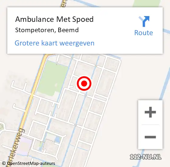 Locatie op kaart van de 112 melding: Ambulance Met Spoed Naar Stompetoren, Beemd op 18 april 2016 02:03