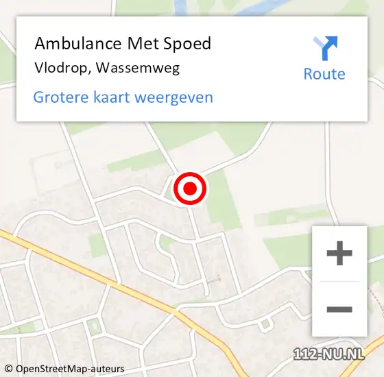 Locatie op kaart van de 112 melding: Ambulance Met Spoed Naar Vlodrop, Wassemweg op 18 april 2016 02:40