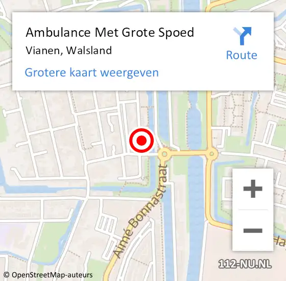 Locatie op kaart van de 112 melding: Ambulance Met Grote Spoed Naar Vianen, Walsland op 18 april 2016 06:21