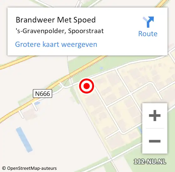 Locatie op kaart van de 112 melding: Brandweer Met Spoed Naar 's-Gravenpolder, Spoorstraat op 18 april 2016 06:46