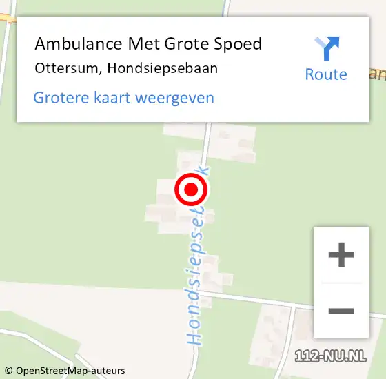 Locatie op kaart van de 112 melding: Ambulance Met Grote Spoed Naar Ottersum, Hondsiepsebaan op 18 april 2016 06:54