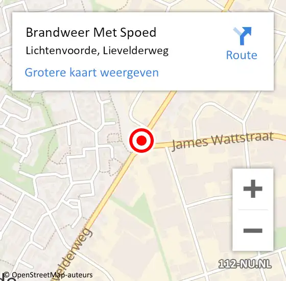 Locatie op kaart van de 112 melding: Brandweer Met Spoed Naar Lichtenvoorde, Lievelderweg op 18 april 2016 07:36