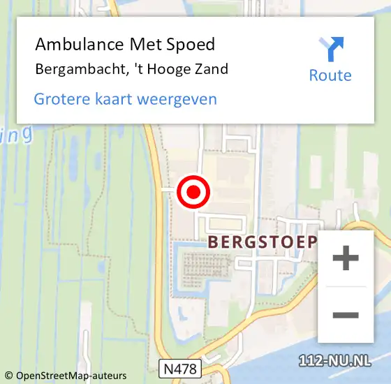 Locatie op kaart van de 112 melding: Ambulance Met Spoed Naar Bergambacht, 't Hooge Zand op 18 april 2016 07:38