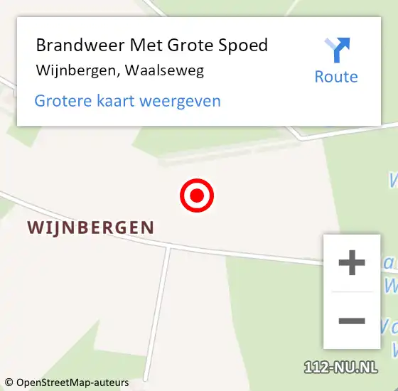 Locatie op kaart van de 112 melding: Brandweer Met Grote Spoed Naar Wijnbergen, Waalseweg op 18 april 2016 08:05